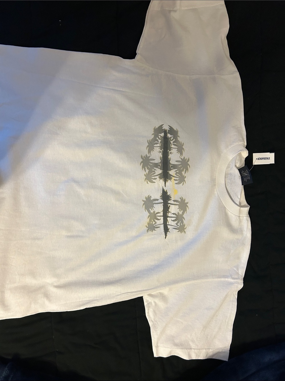 Aeropostale White Palm Tree Graphic Tee with Yellow Sun